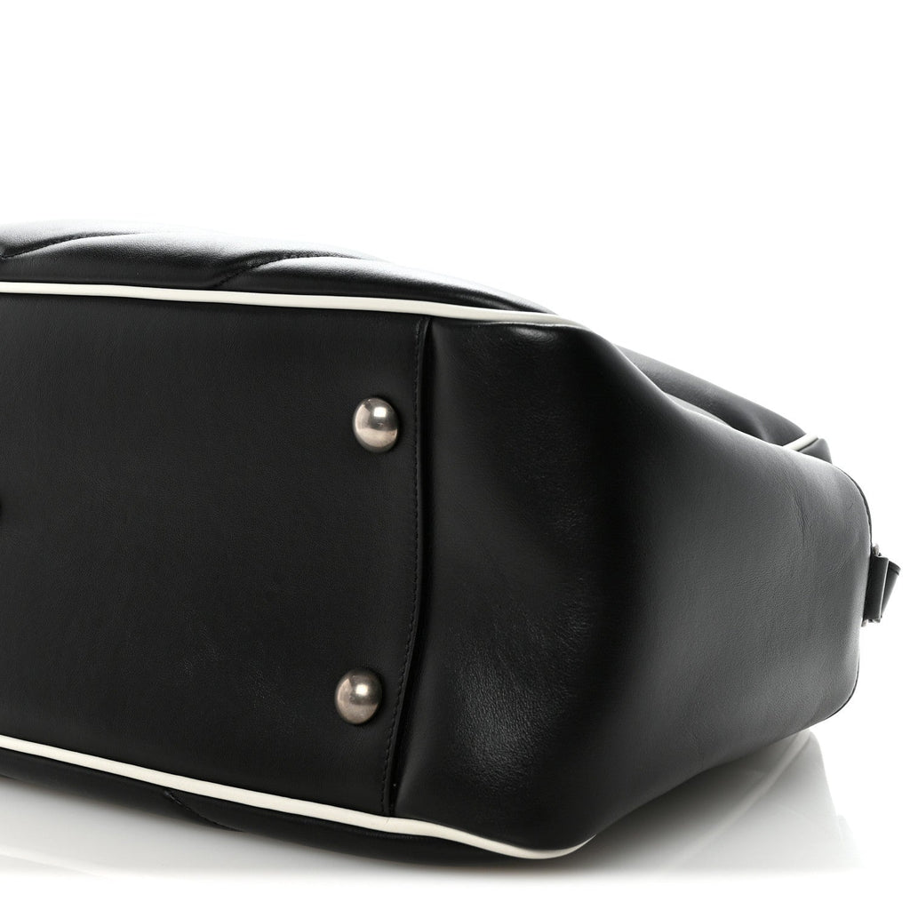 Calfskin Medium Miles Logo Bowler Duffel Bag Black
