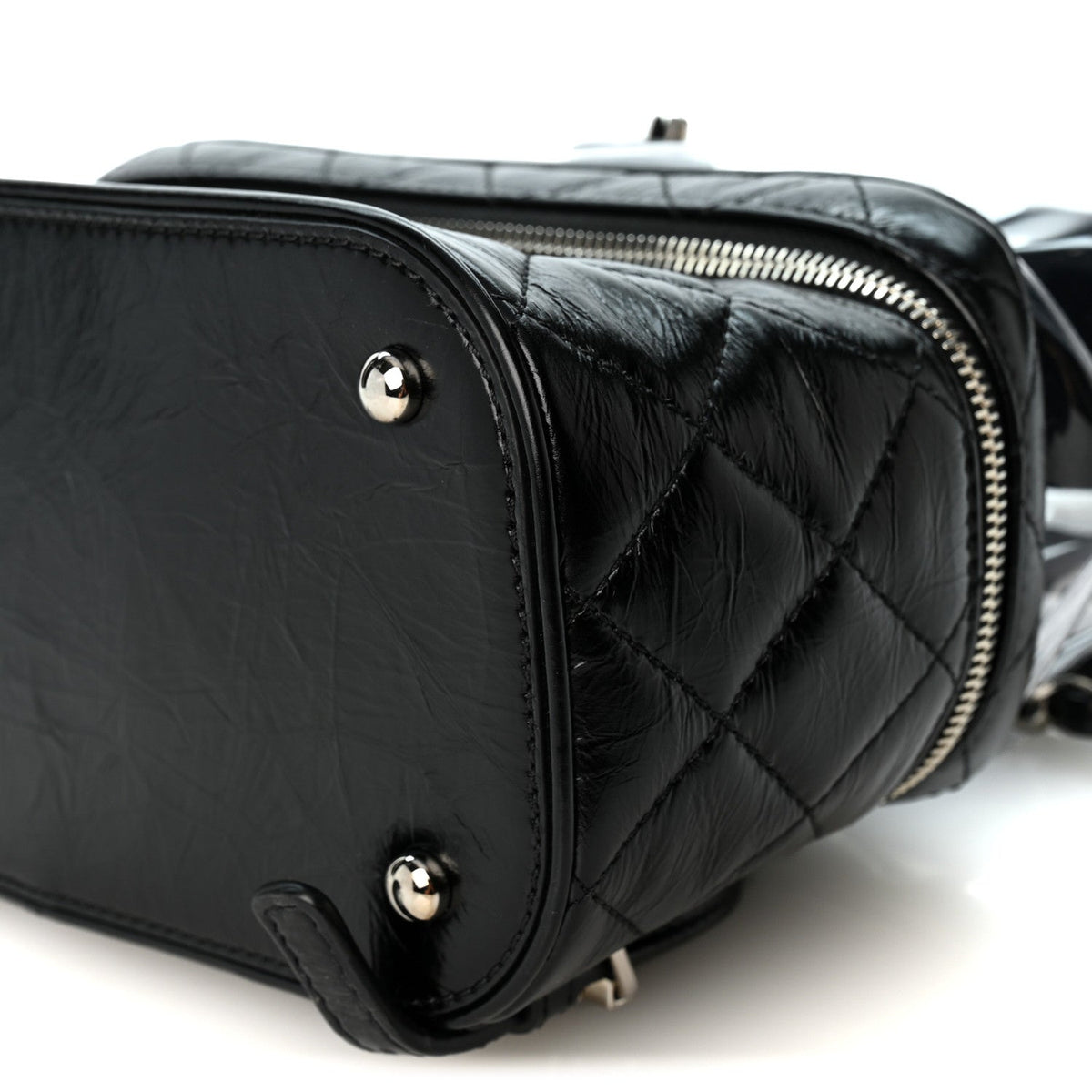 Crumpled Calfskin PVC Quilted Backpack Black