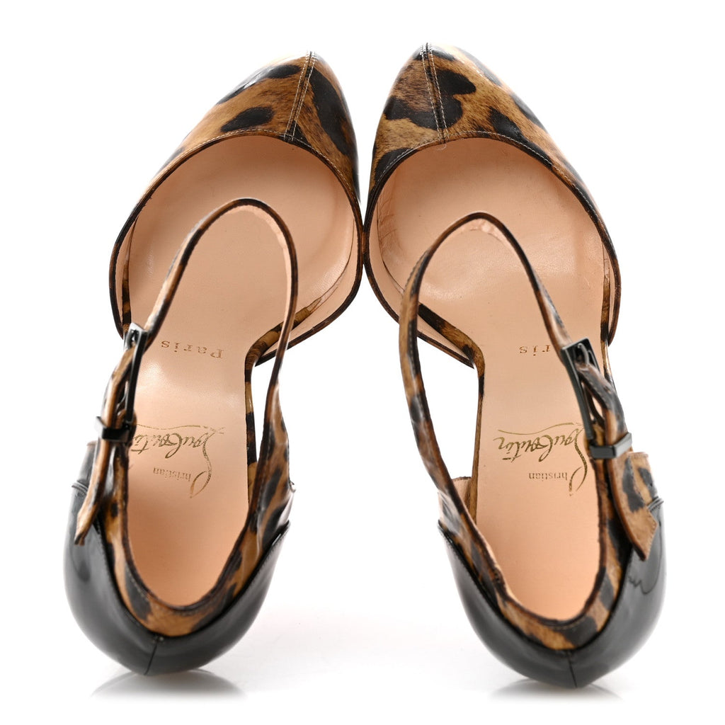 Patent Leopard Pilot 120 Pumps 36.5 Brown