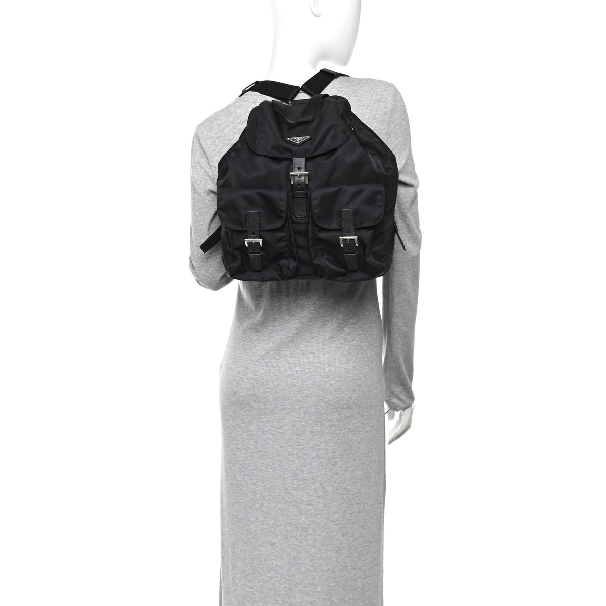 Tessuto Nylon Saffiano Medium Backpack Black