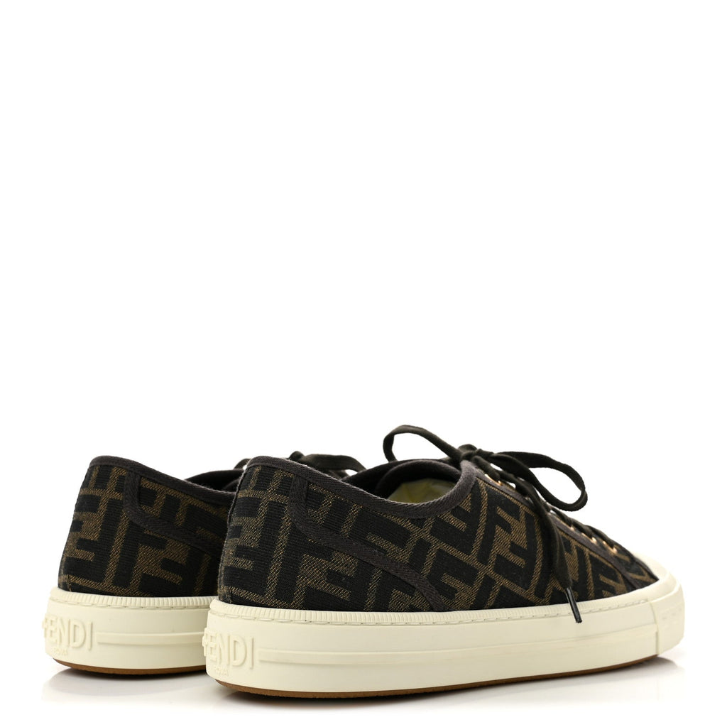 Fabric Jacquard Rubber FF Mens Domino Sneakers 43 Tabacco Black