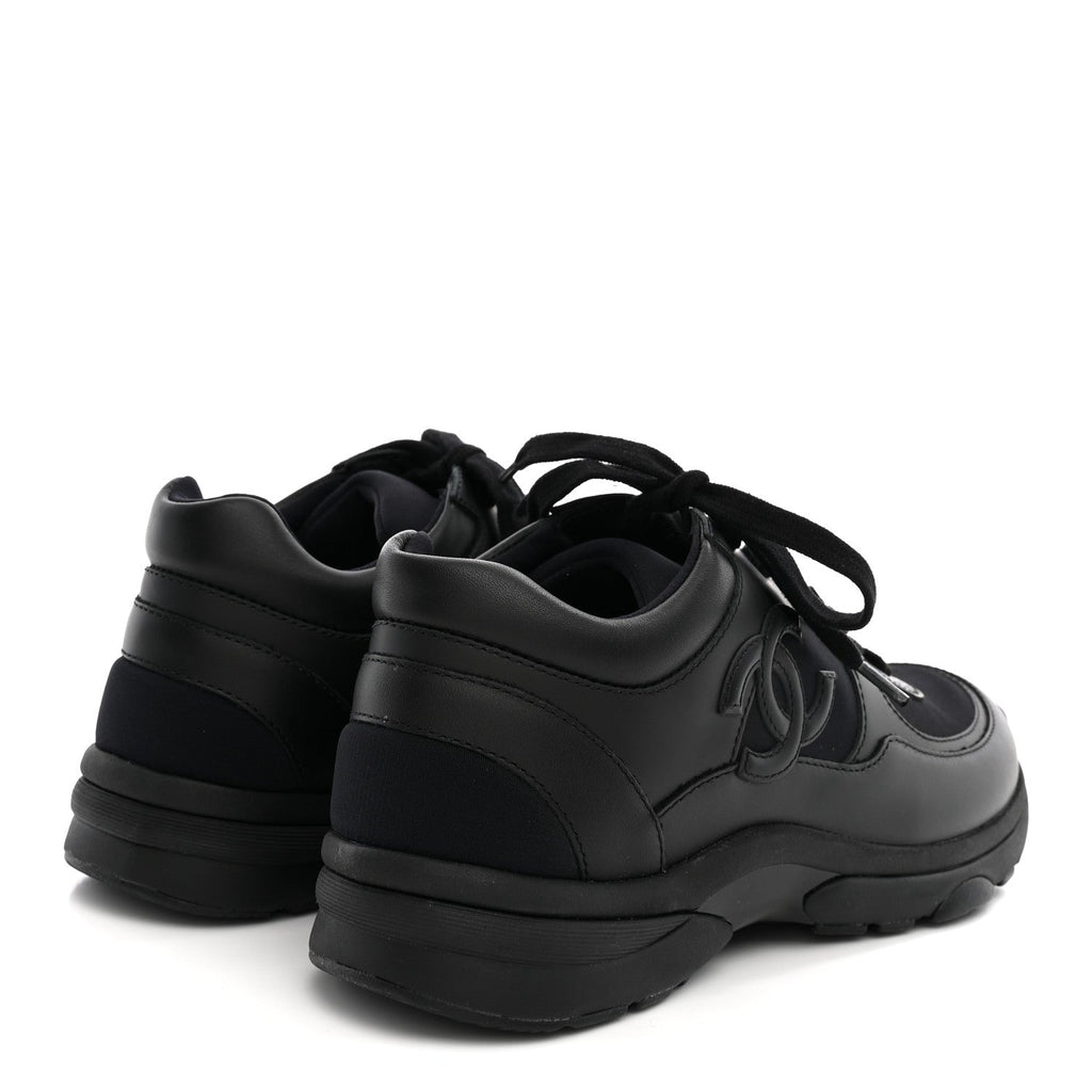 Lambskin Fabric CC Sneakers 37.5 Black