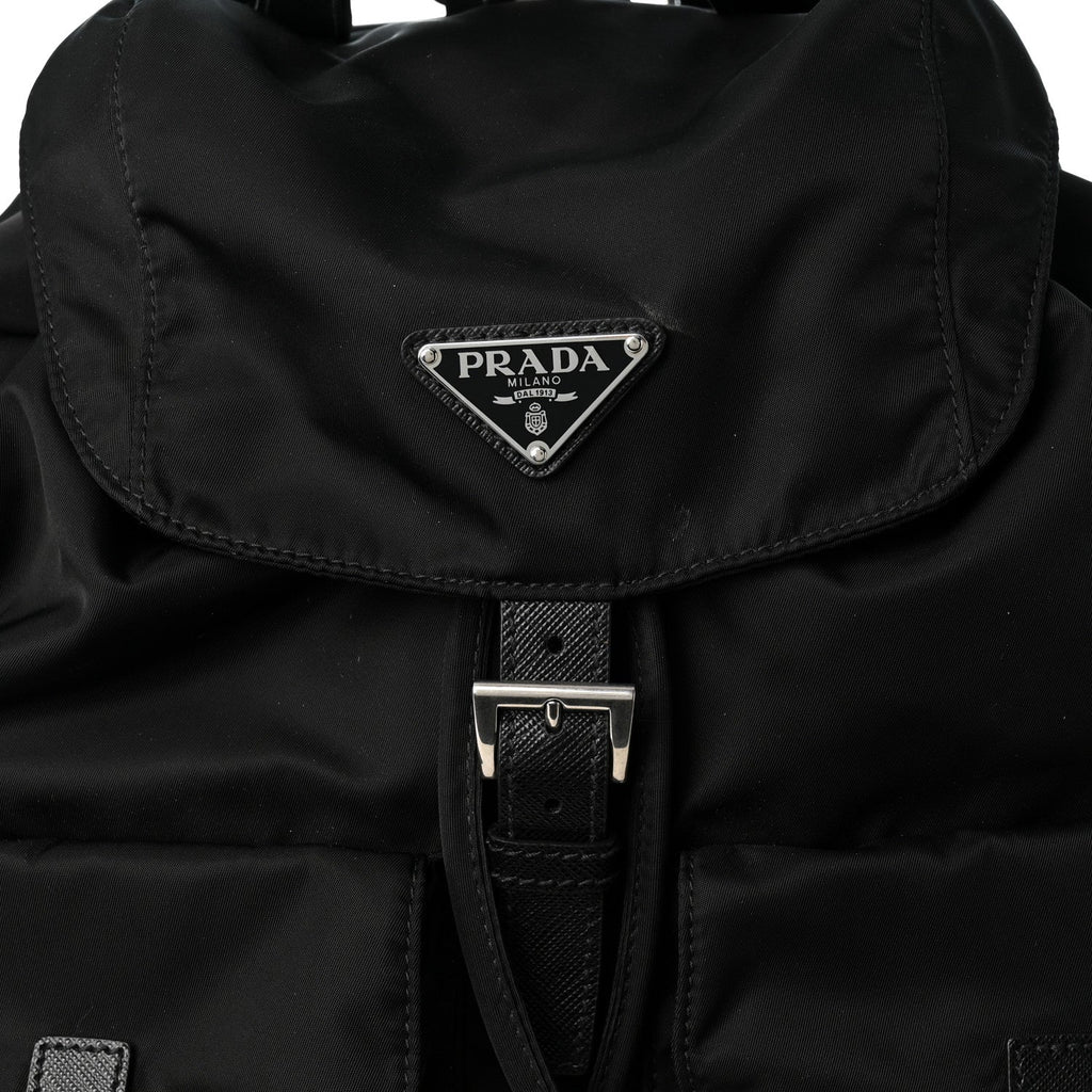 Re-Nylon Saffiano Medium Backpack Black