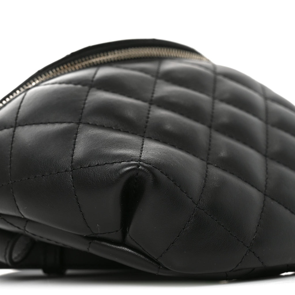 Calfskin Quilted Waist Belt Bag Black
