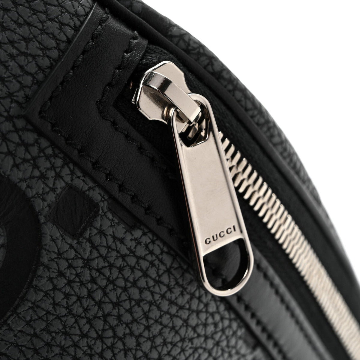 Piuma Calfskin Jumbo GG Embossed Small Belt Bag Dark Grey Black