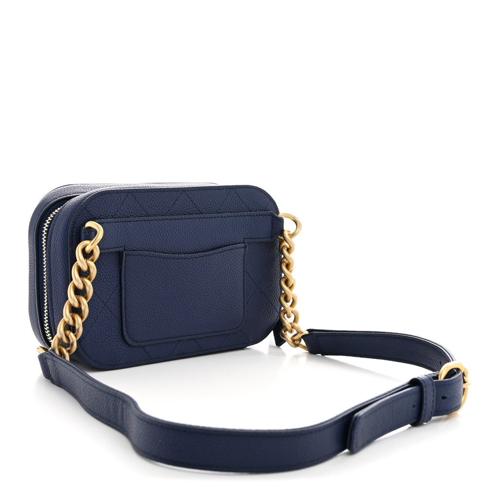 Caviar Quilted Waist Bag Navy Blue
