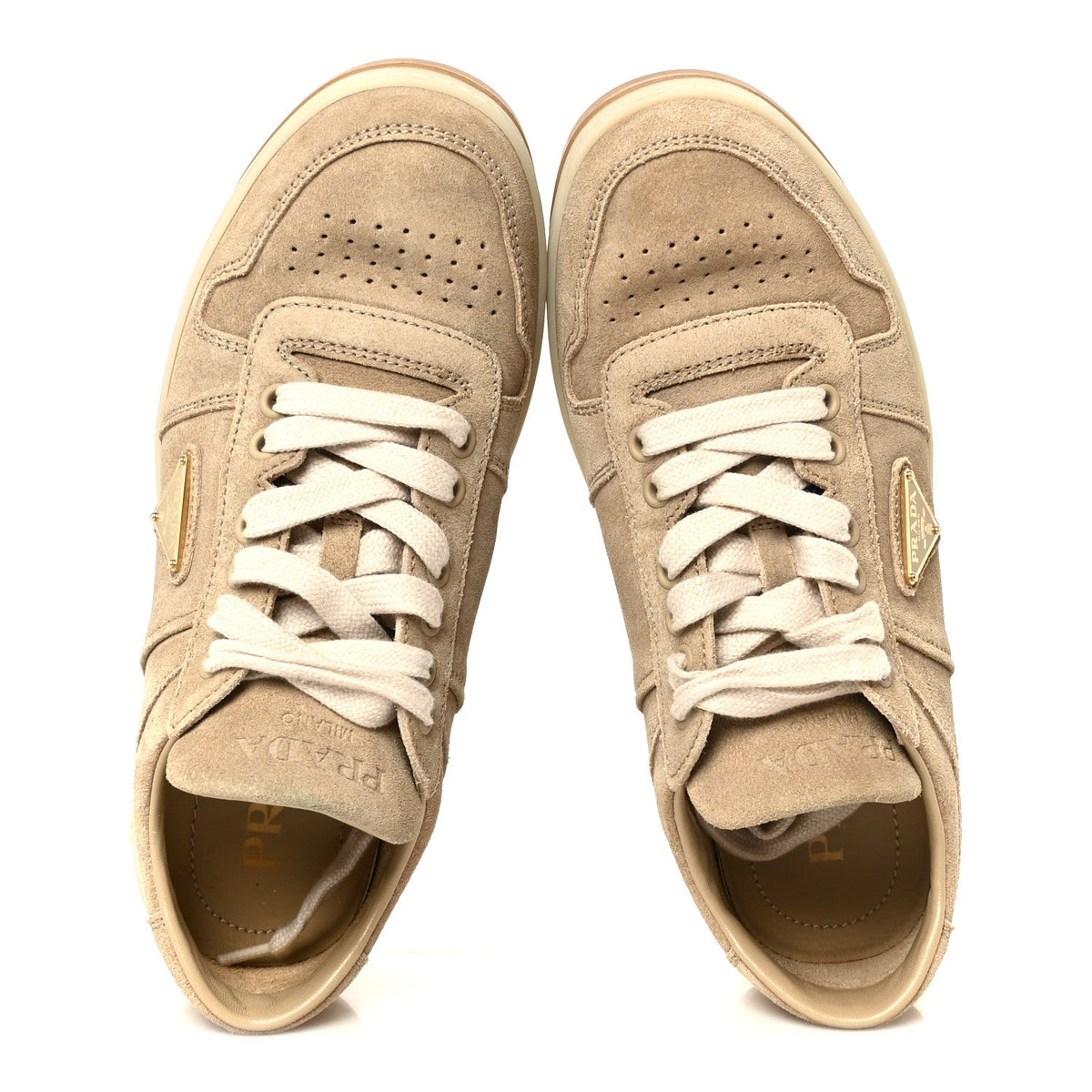 Suede Triangle Womens Downtown Low Top Sneakers 37 Ecru