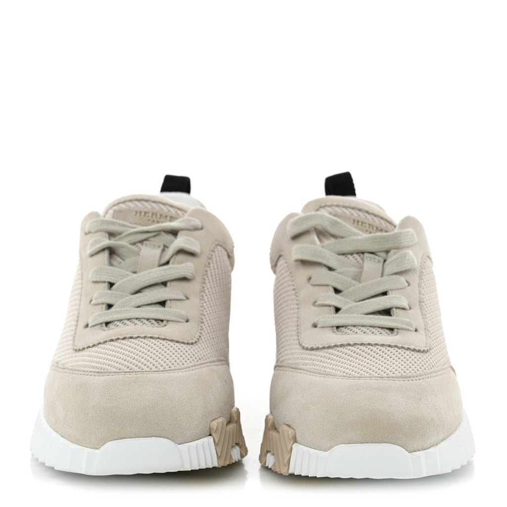 Textured Mesh Suede Goatskin Womens Bouncing Sneakers 37.5 Beige Glasie