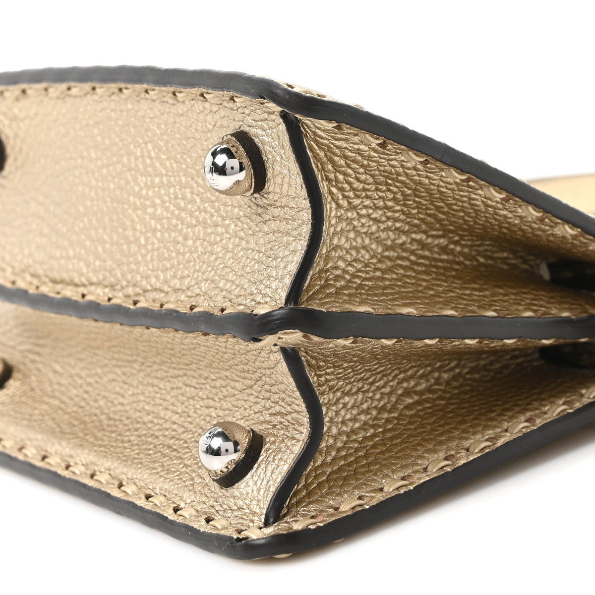 Metallic Cuoio Roma Sellerissima Nappa Sintetica Tape Stitch Petite Peekaboo I SEE U Iconic Satchel Platino