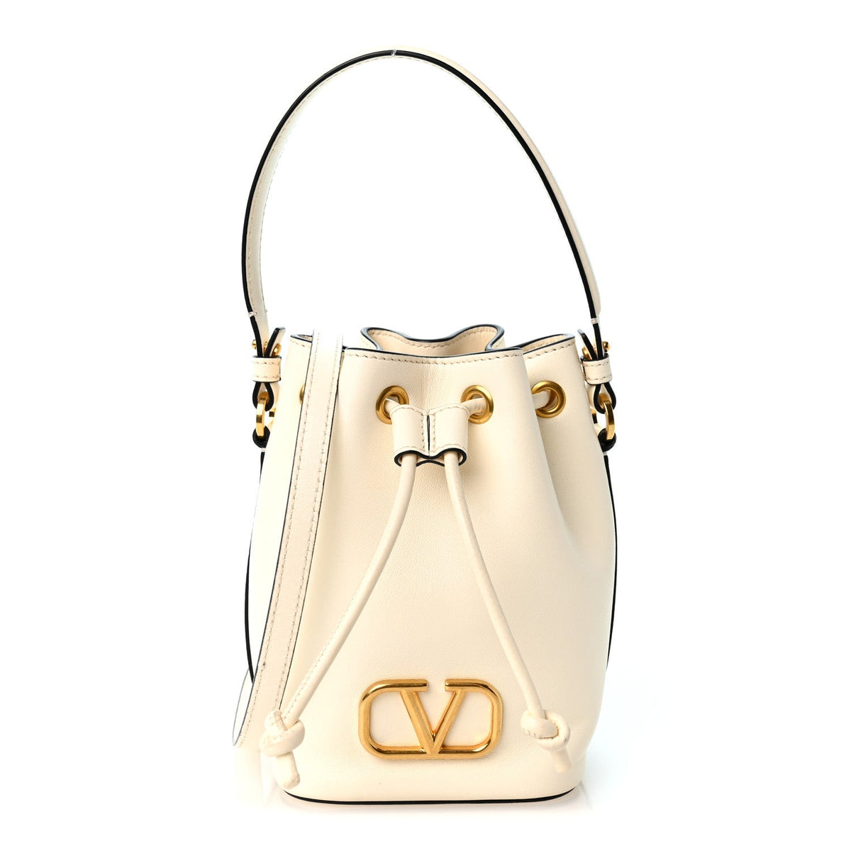 Nappa Mini VLogo Signature Bucket Bag Light Ivory