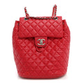 Lambskin Quilted Small Urban Spirit Backpack Red