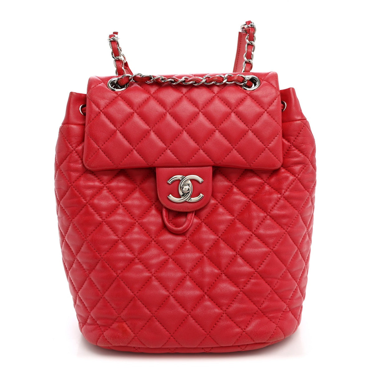 Lambskin Quilted Small Urban Spirit Backpack Red