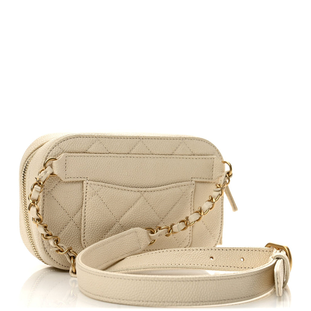 Caviar Quilted Waist Bag White