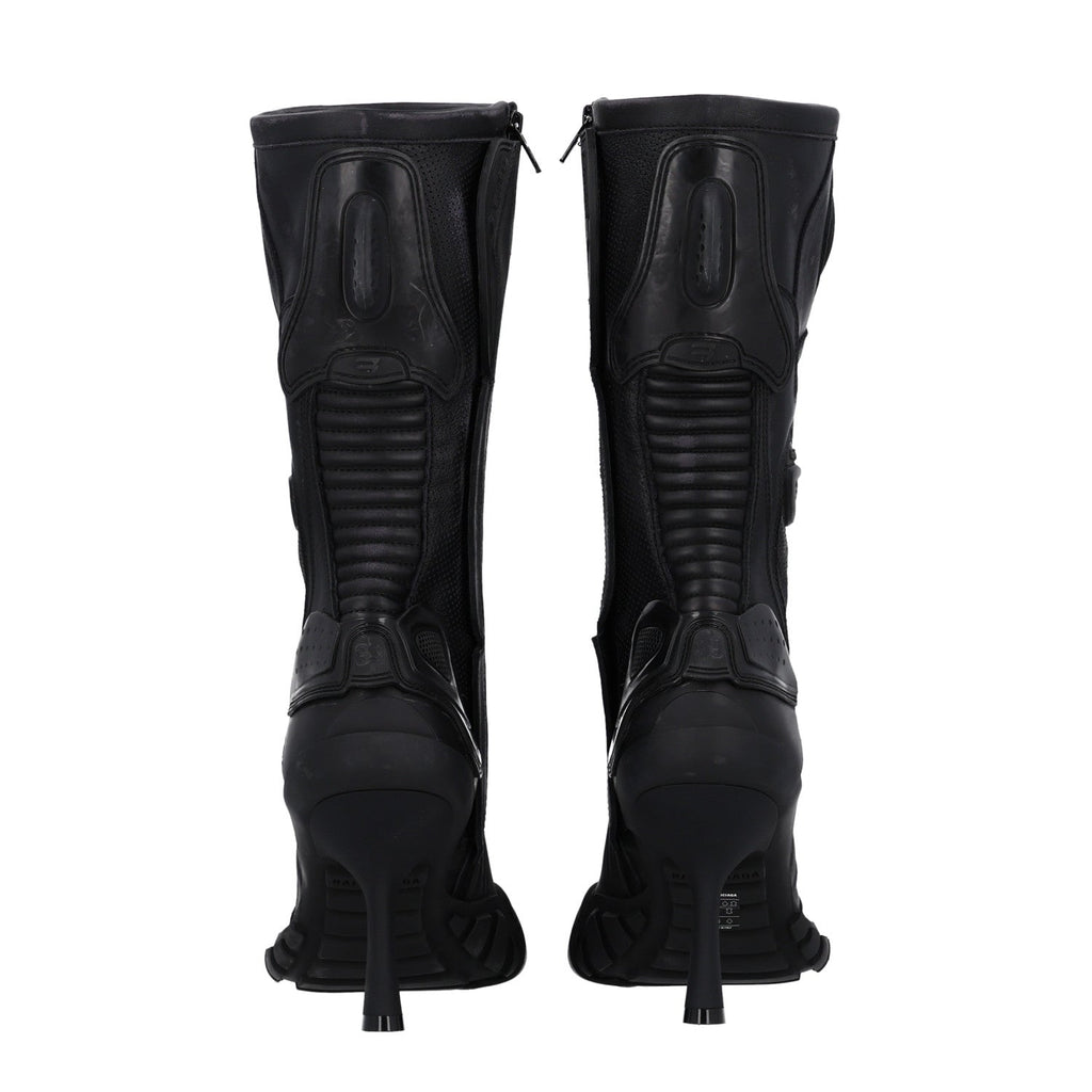 Calfskin Distressed Biker Boots 39 Black