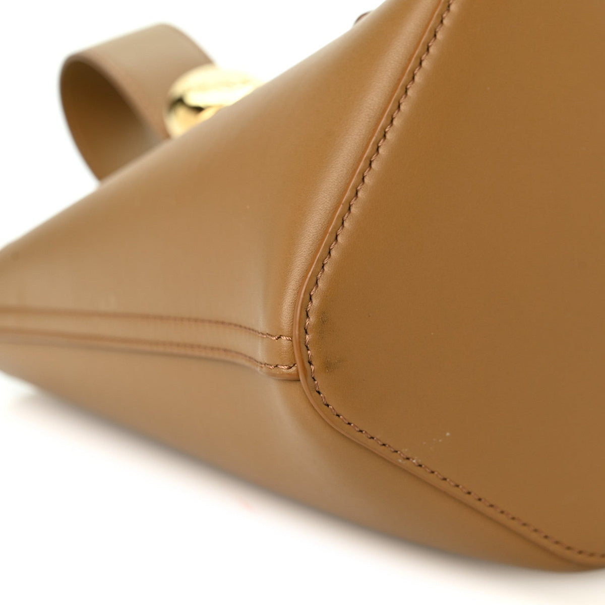 Soft Grained Calfskin Mini Pebble Bucket Bag Oak