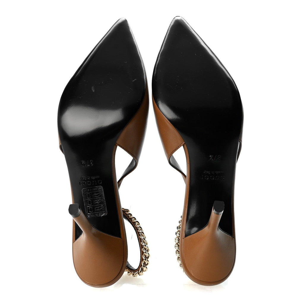 Malaga Kid Nappa Signoria Slingback Pumps 37.5 Luminous Wood