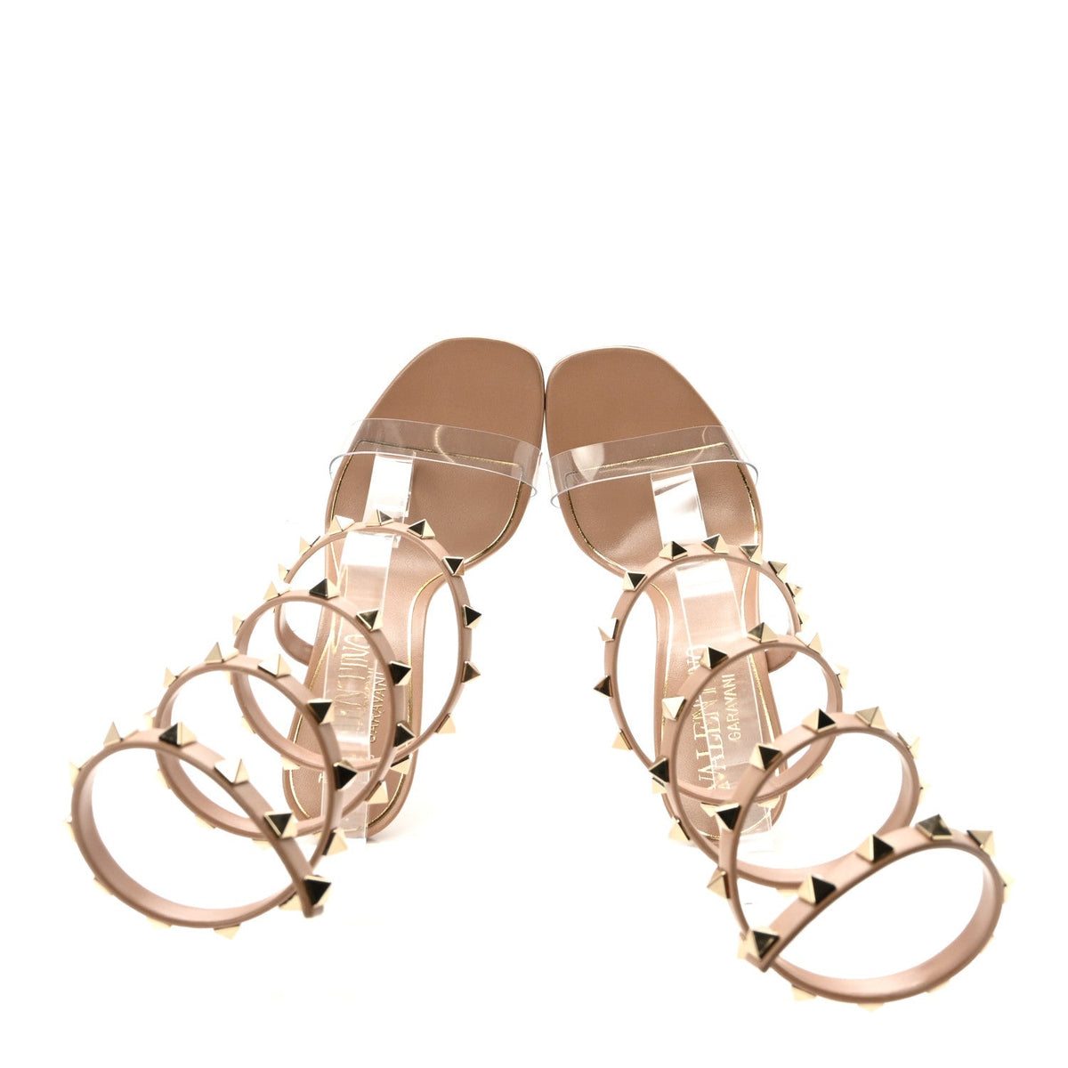 Kidskin PVC Rockstud Spiral Ankle Strap 100mm Sandals 36.5 Rose