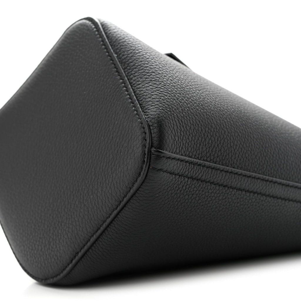 Soft Grained Calfskin Mini Pebble Bucket Bag Black