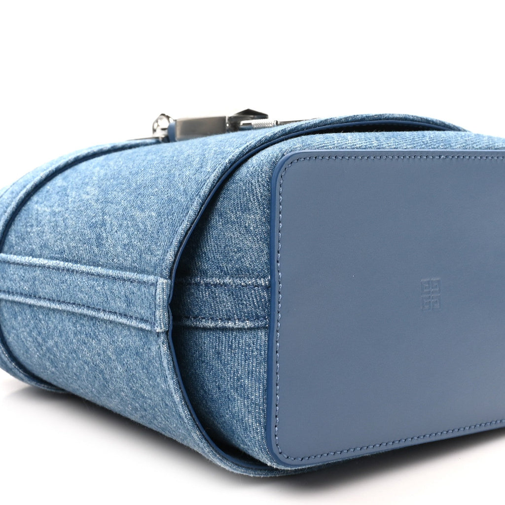Denim Shark Lock Bucket Bag Medium Blue