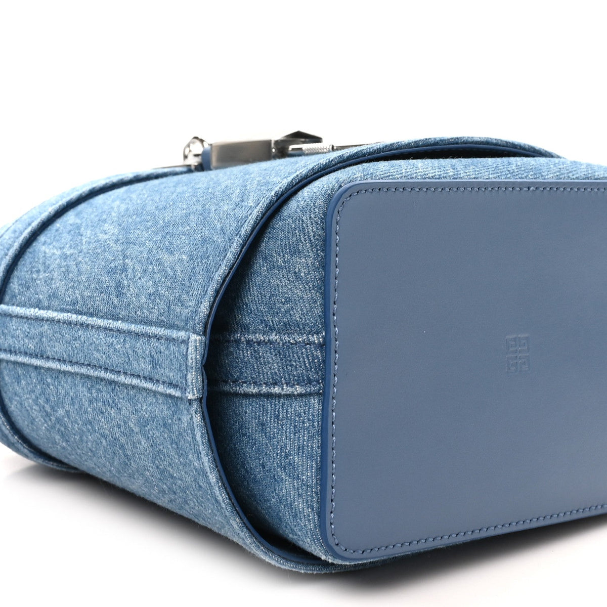 Denim Shark Lock Bucket Bag Medium Blue