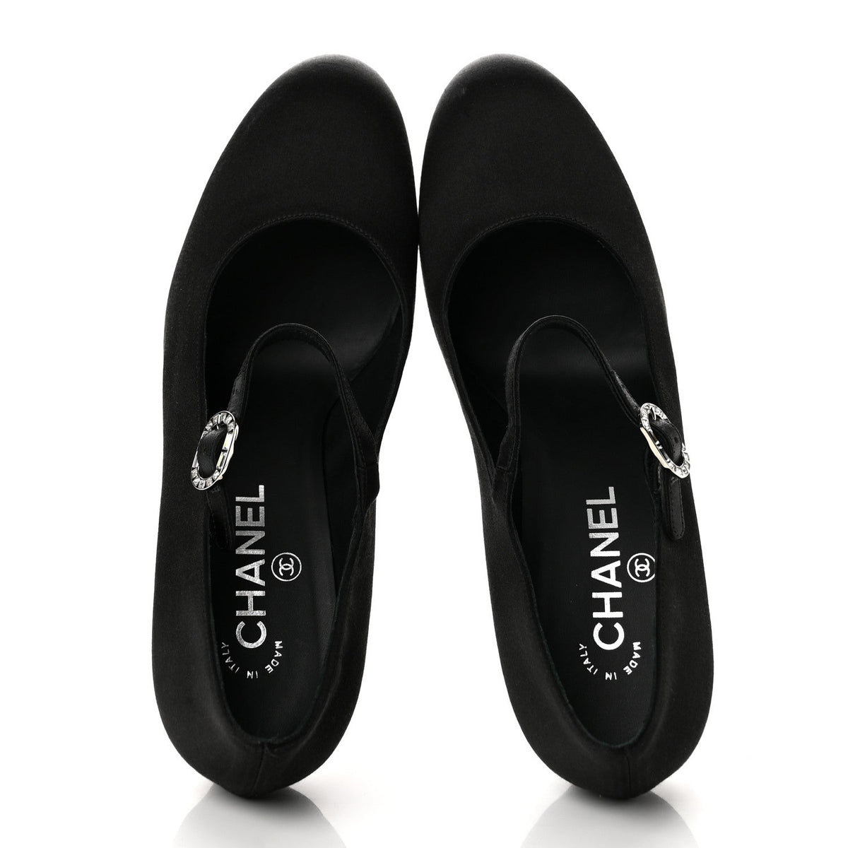 Satin Crystal Mary Jane Pumps 39 Black