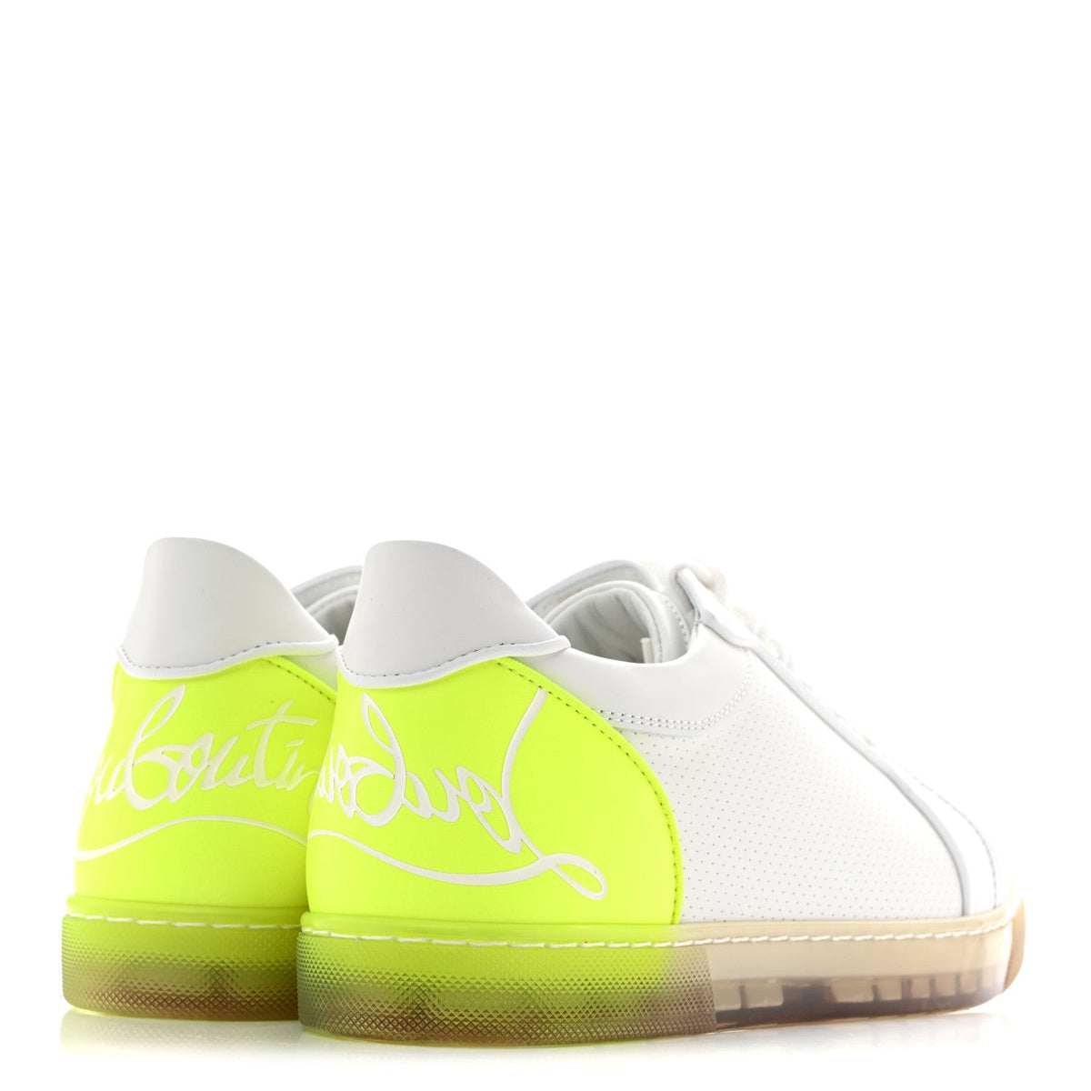 Calfskin Perforated Womens Fun Vieira Orlato Flat Sneakers 39.5 White Fluo Yellow