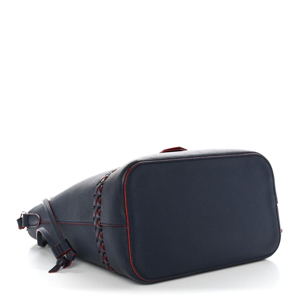 Soft Calfskin Braided Lockme Bucket Marine Rouge