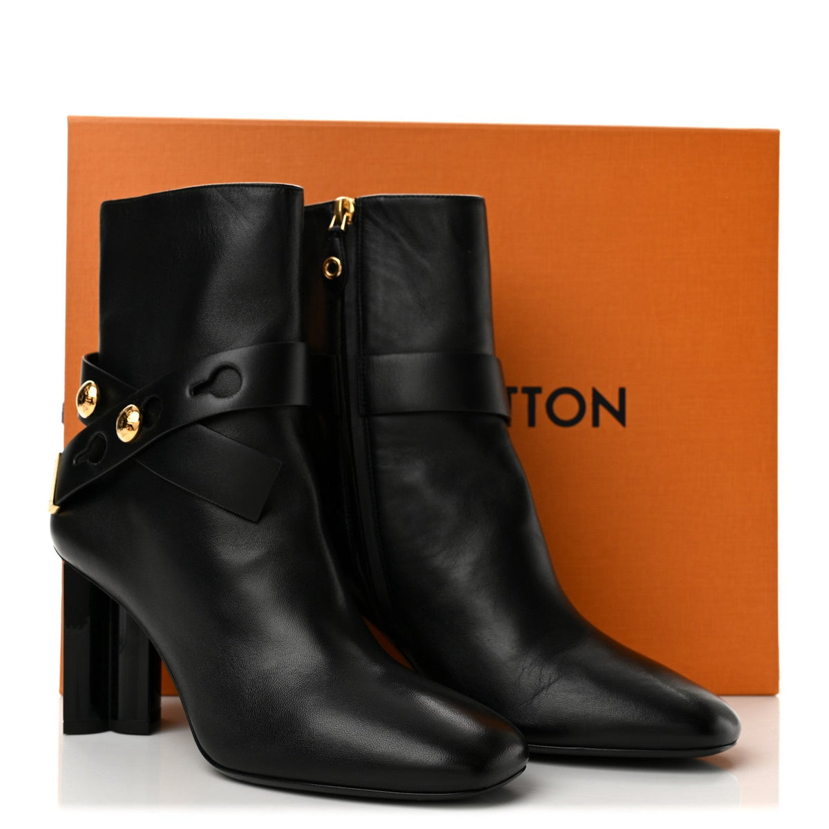 Calfskin Belted Silhouette Ankle Boots 39 Black
