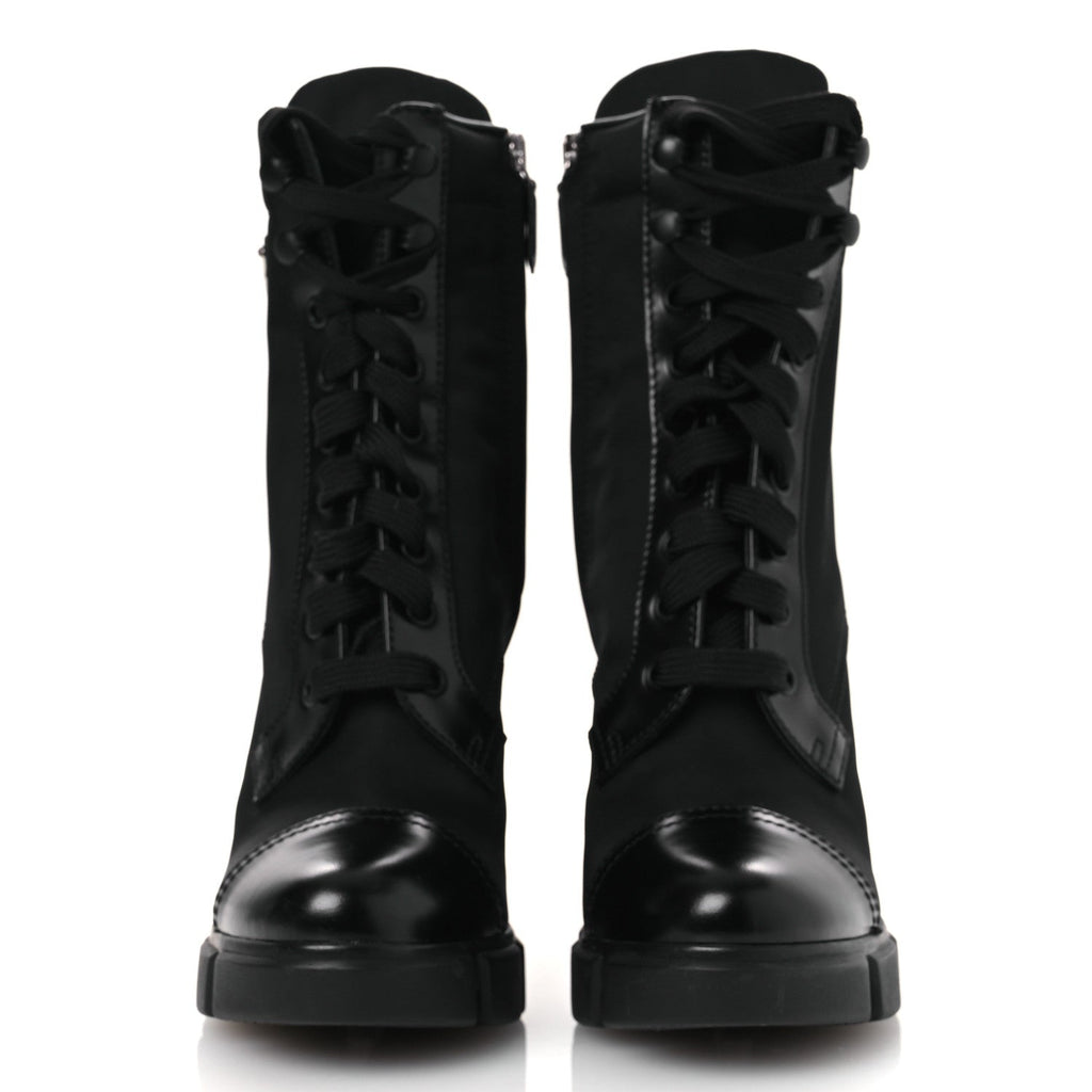 Spazzolato Re-Nylon Metal Triangle Logo 110mm Ankle Boots 36.5 Black