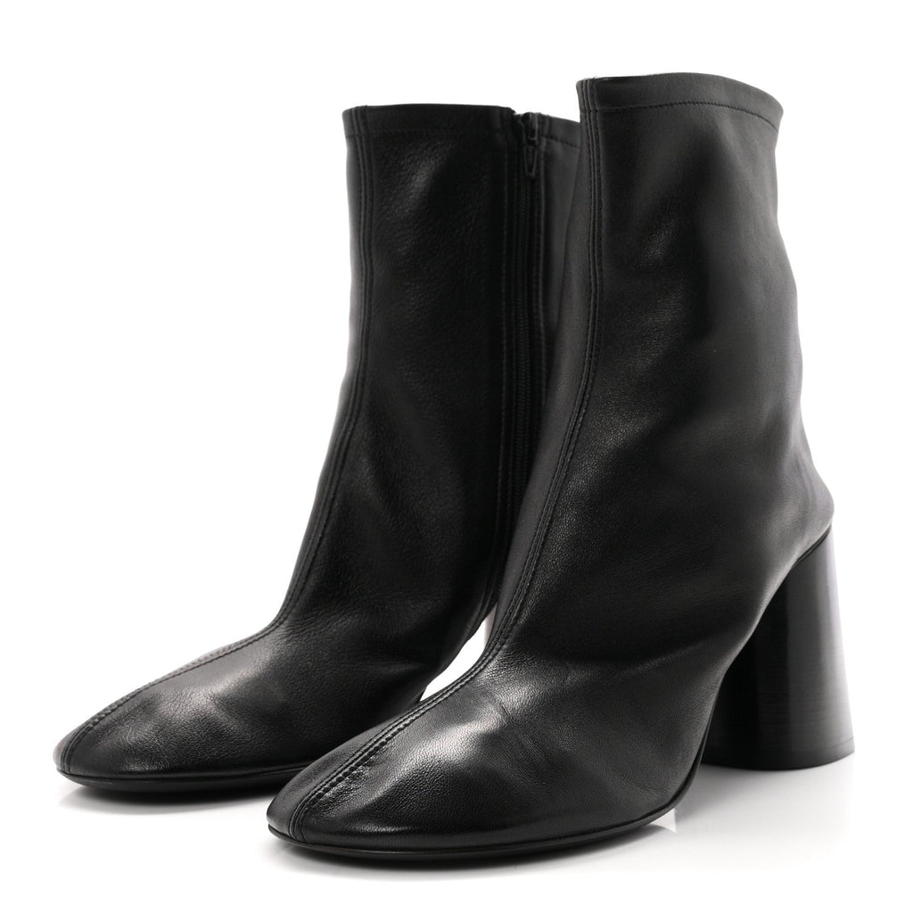 Shiny Soft Sheepskin Glove 80mm Ankle Boots 37.5 Black