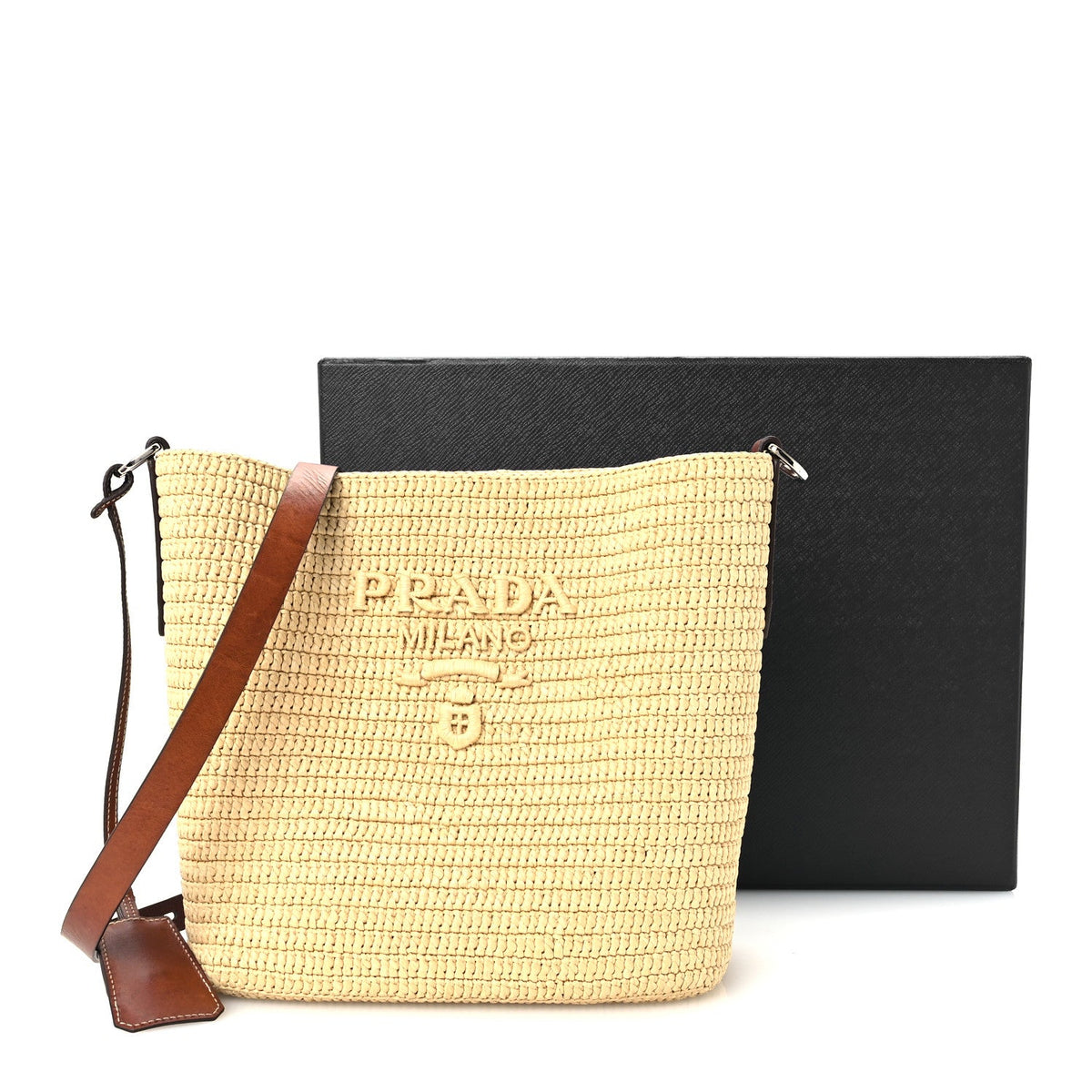 Crochet Vitello Secchiello Bucket Bag Naturale Brandy