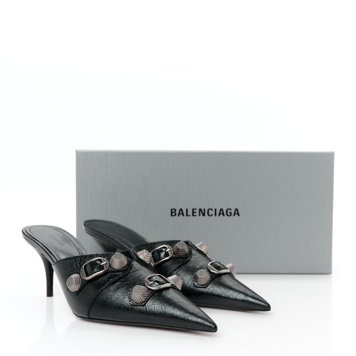 Agneau Arena Cagole 70mm Mules 36 Black