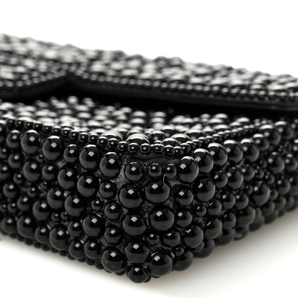 Pearl Beaded East West Flap Black So Black