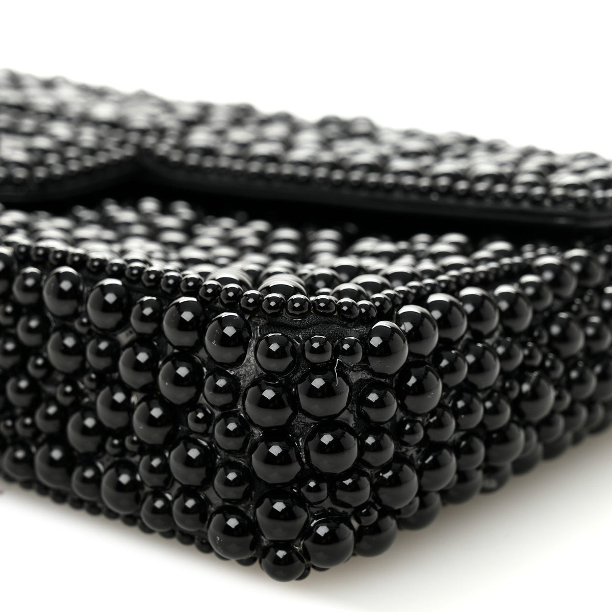 Pearl Beaded East West Flap Black So Black