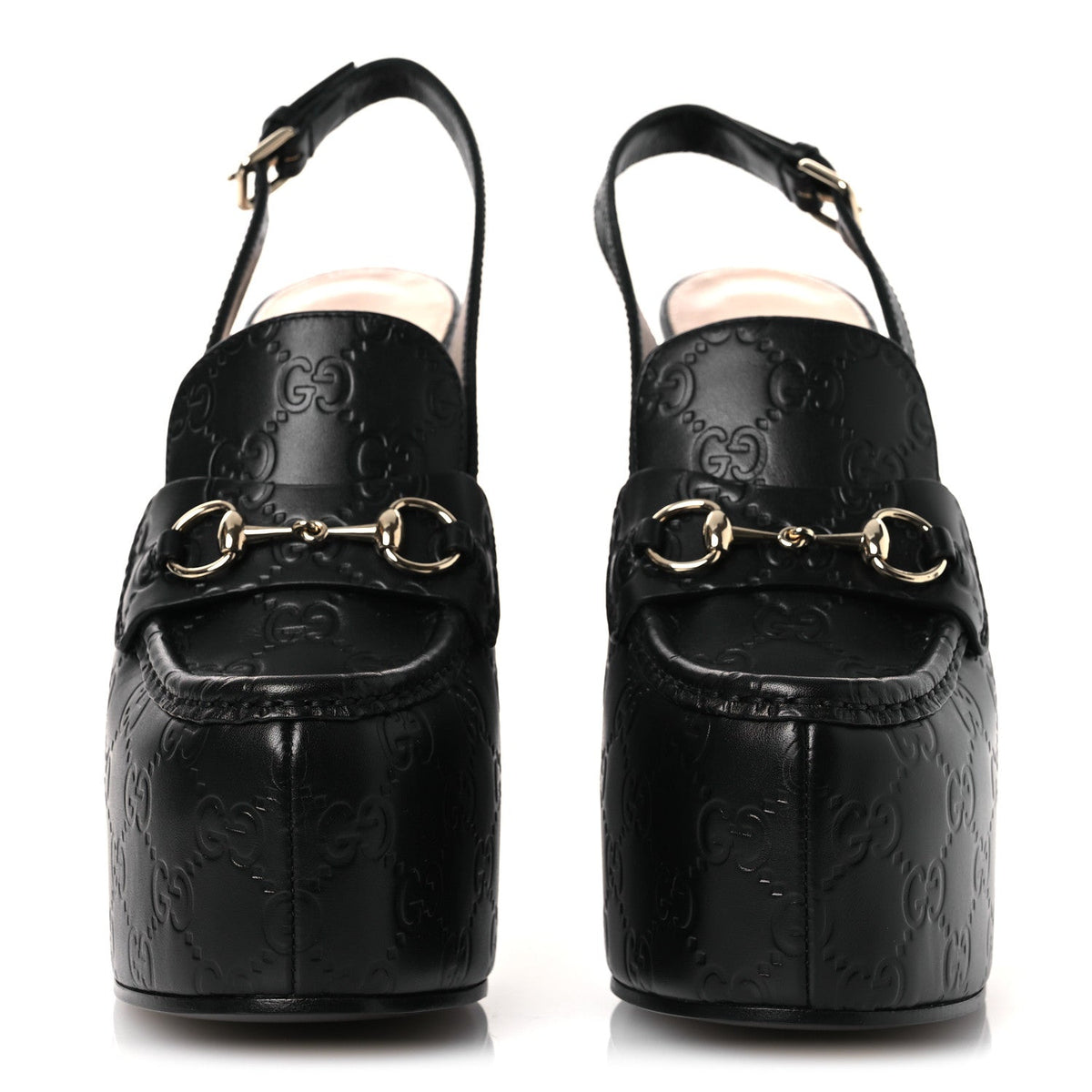 Guccissima Horsebit Platform 70/160mm Slingback Mules 38.5 Black