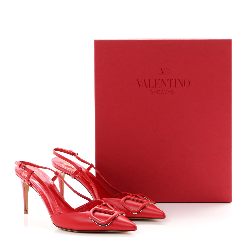 Calfskin Tonal Signature Vlogo Slingback 80mm Pumps 36.5 Rouge Pur