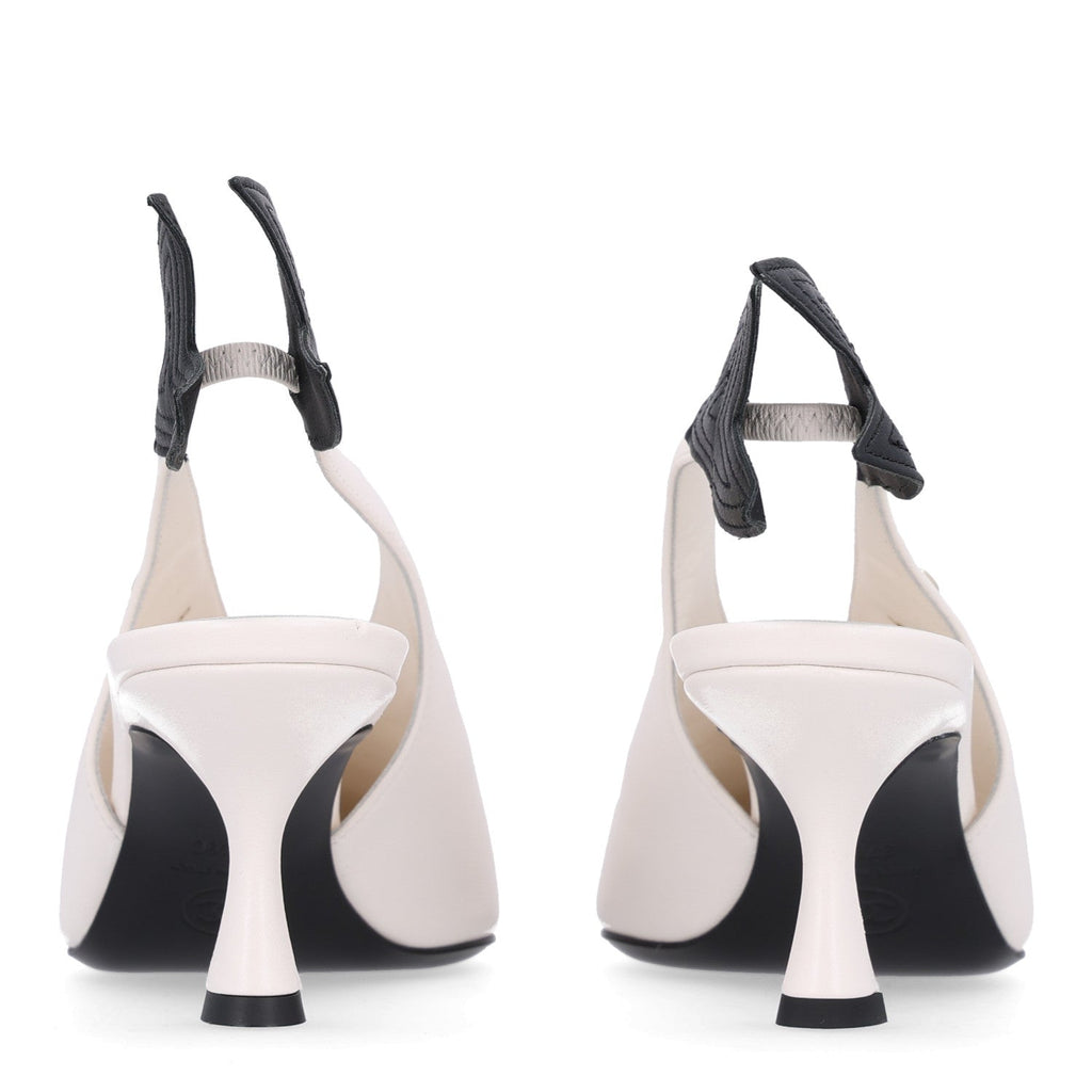 Lambskin Slingback Pumps 37.5 White Black