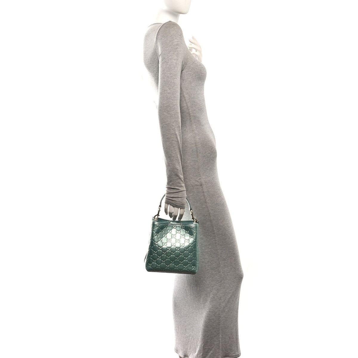 Patent GG Emblem Small Bucket Bag Light Blue