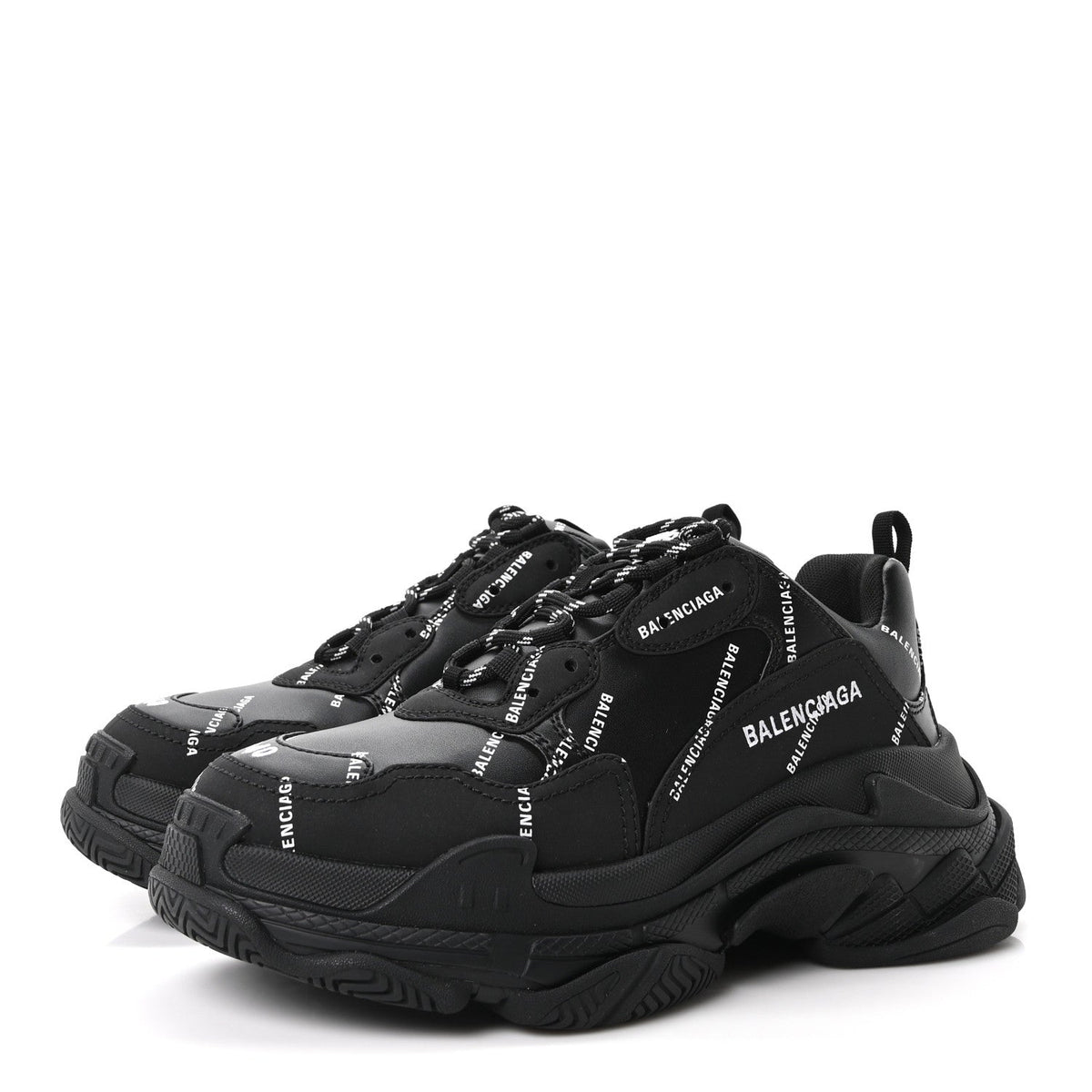 Technical Fabric Allover Logo Mens Triple S Sneakers 40 Black White