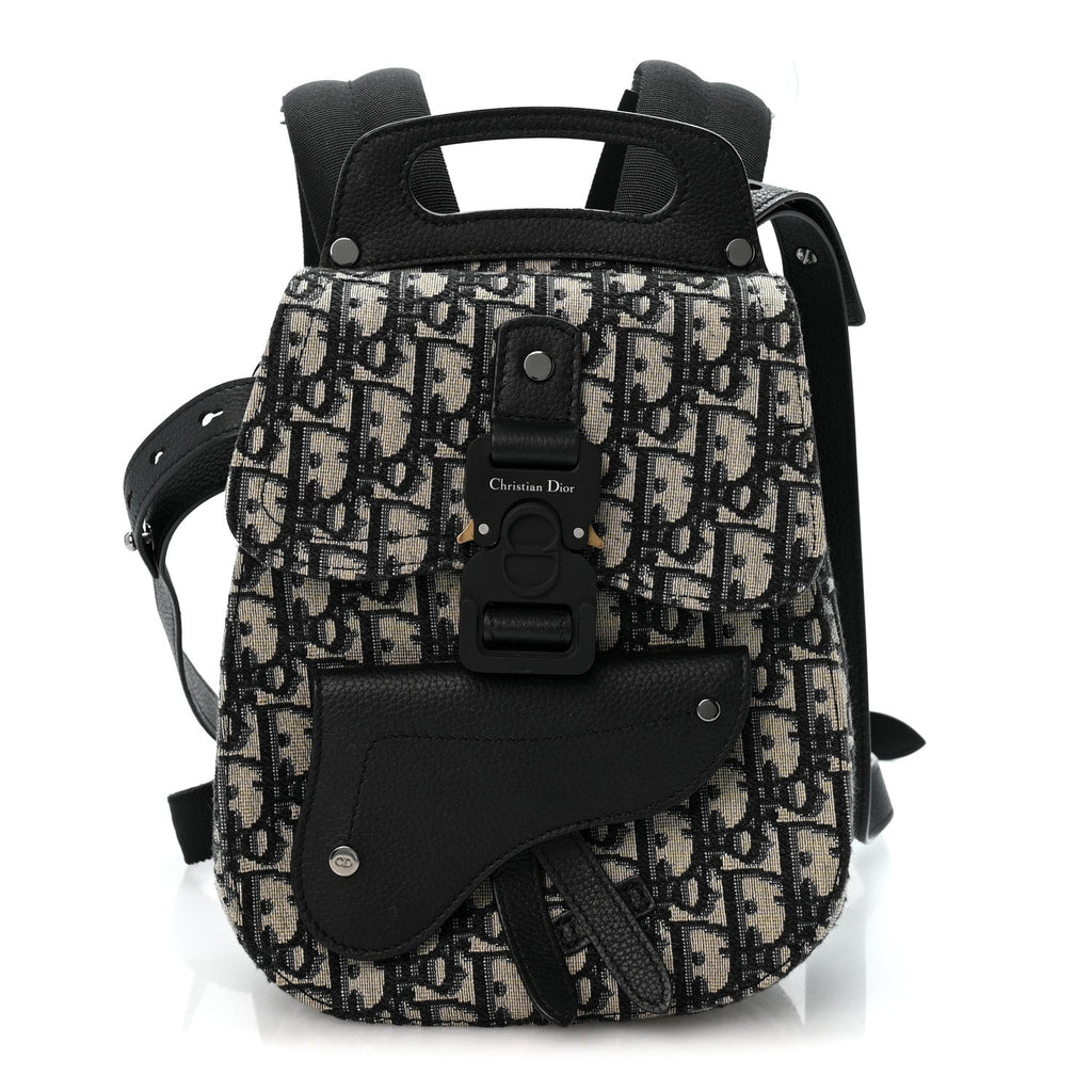 HOMME Oblique Calfskin Mens Mini Saddle Backpack Navy Blue