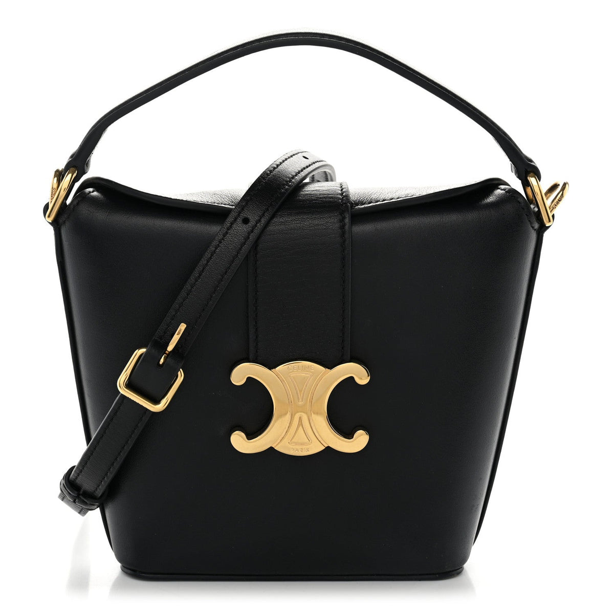 Smooth Calfskin Triomphe Mini Bucket Bag Black