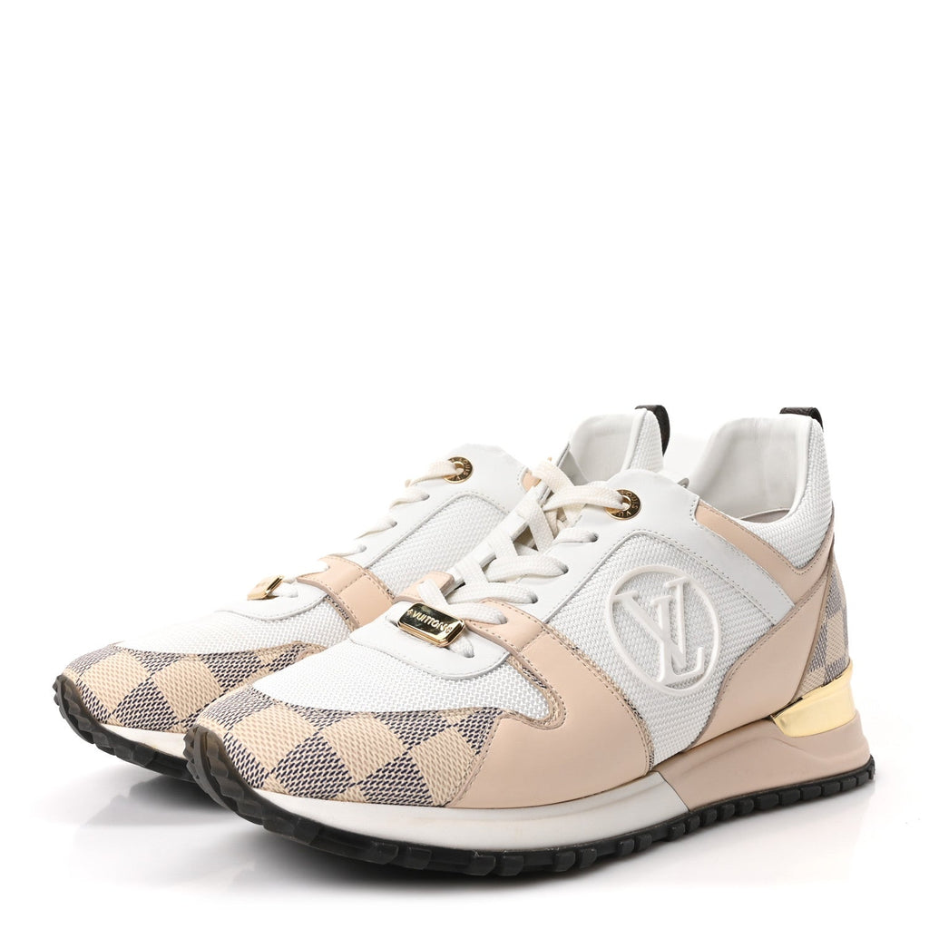 Calfskin Damier Azur Run Away Sneakers 39 White