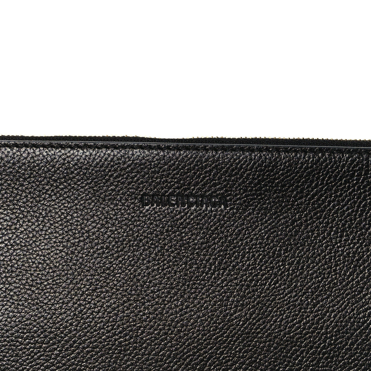 Calfskin Logo Large Cash Pouch With Handle Black White