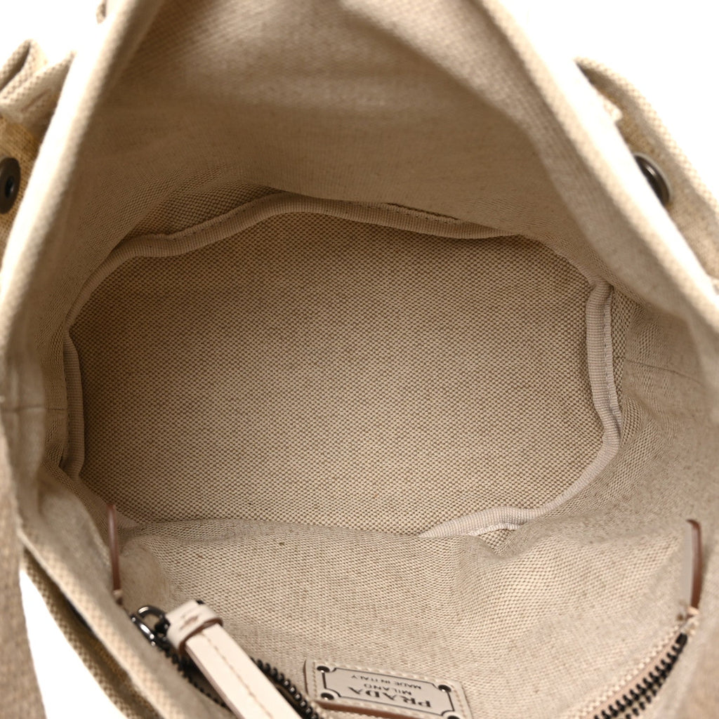 Canvas Calfskin Mini Route Bucket Bag Naturale