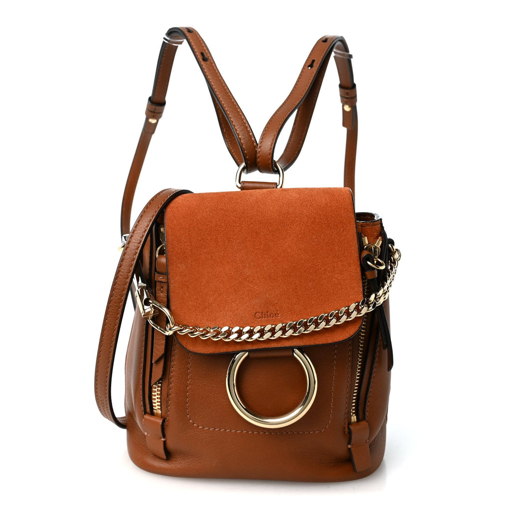 Suede Calfskin Mini Faye Backpack Tan