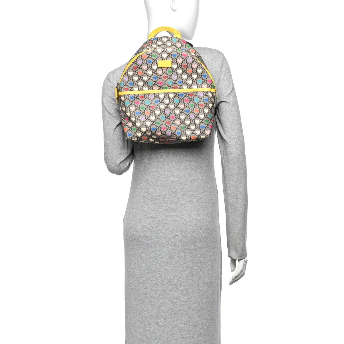 Soft GG Supreme Monogram Hearts Web Childrens Backpack  Beige Ebony Multicolor Freesia