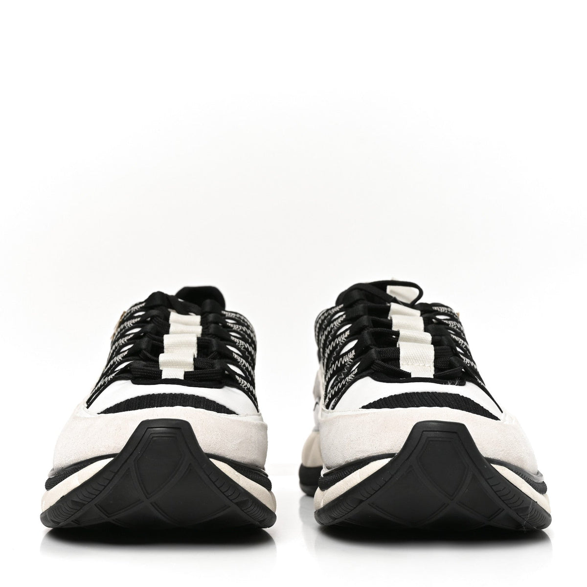 Fabric Suede Calfskin Sneakers 41 White Black