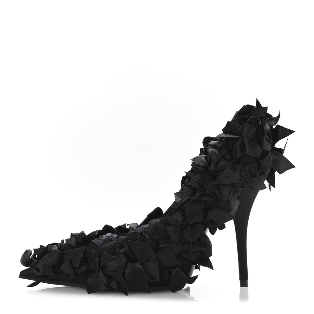Satin Pointed Marie A Bows All Over 110mm Pumps 35 Black