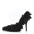 Satin Pointed Marie A Bows All Over 110mm Pumps 35 Black