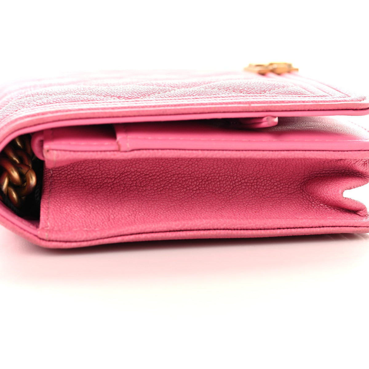 Caviar Quilted Boy Wallet On Chain WOC Pink